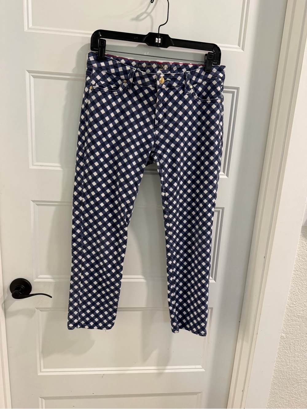 Kate Spade Navy and White Gingham Skinny Stretch Jeans-sz 28-SUMMER MUST HAVE!!